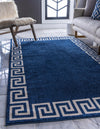 Aegean Labyrinth Collection Area Rug -  Santorini Rectangle Navy Blue  lifestyle 5