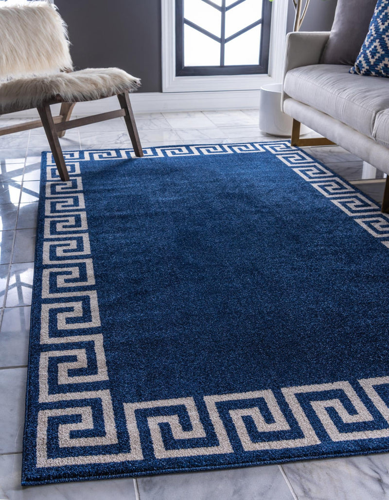 Aegean Labyrinth Collection Area Rug -  Santorini Rectangle Navy Blue  lifestyle 5