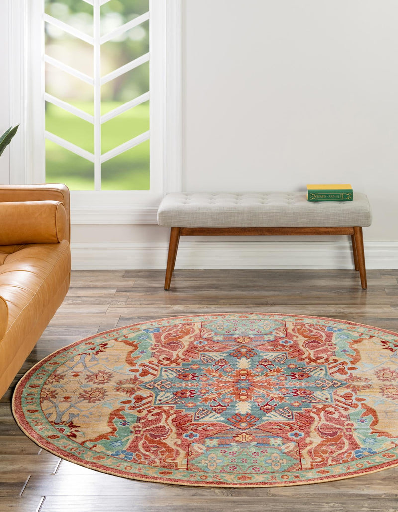 Lagoon Luxe Collection Area Rug -  Atoll Round Peach  lifestyle 16