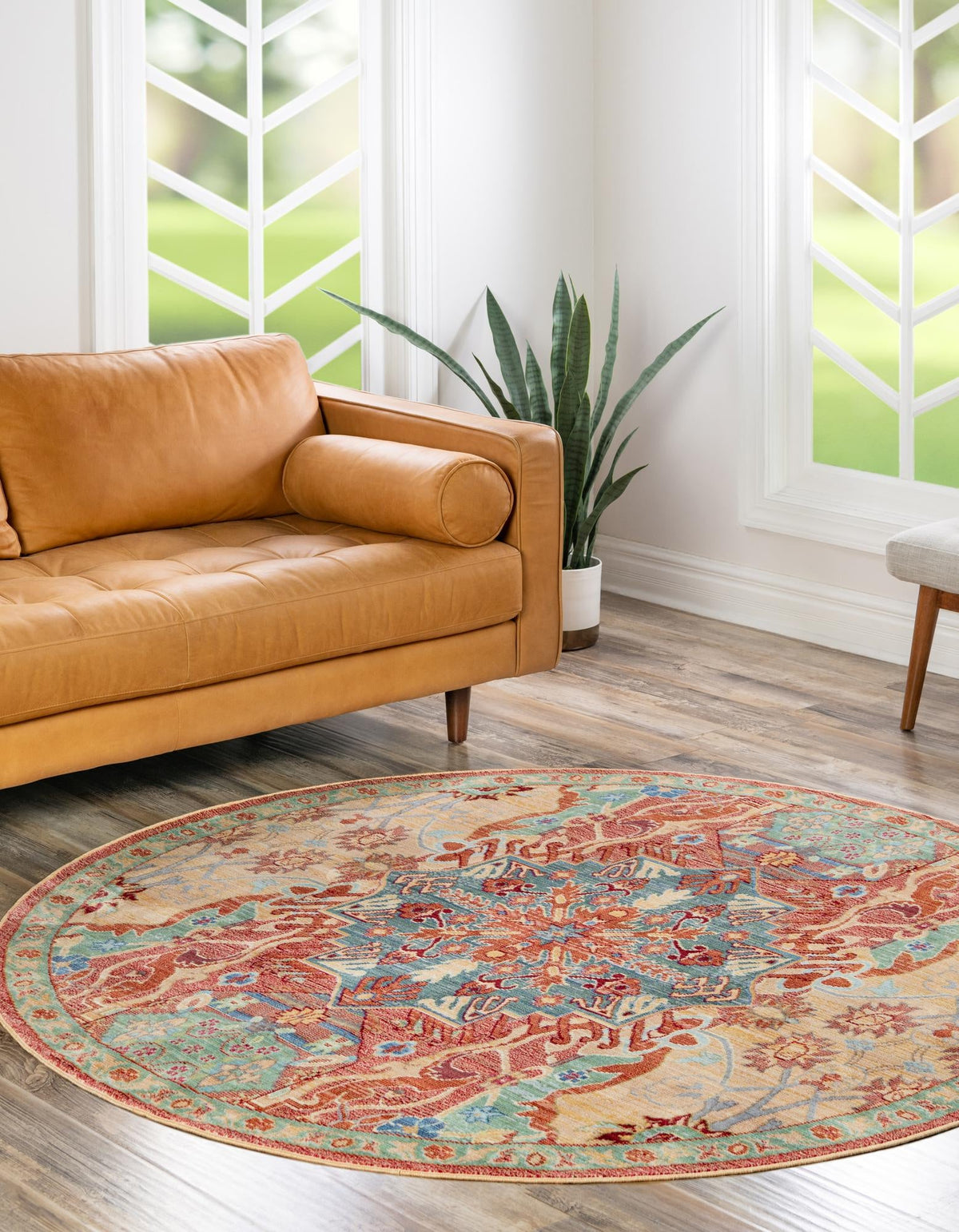 Lagoon Luxe Collection Area Rug -  Atoll Round Peach  lifestyle 19