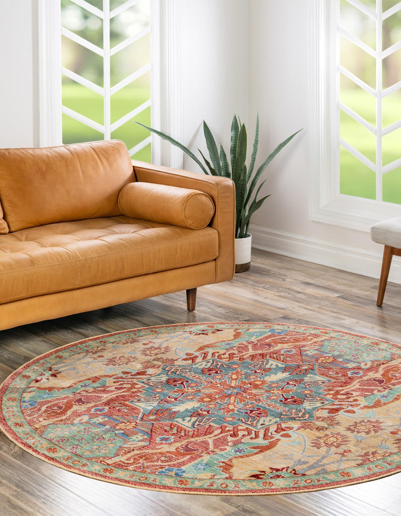 Lagoon Luxe Collection Area Rug -  Atoll Round Peach  lifestyle 19
