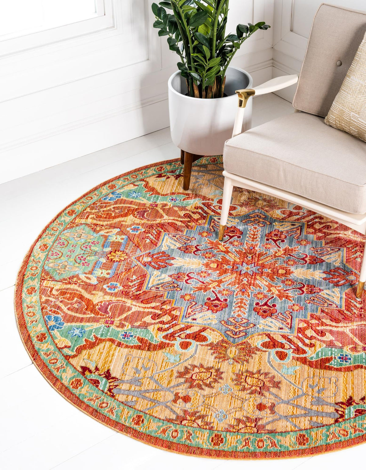 Lagoon Luxe Collection Area Rug -  Atoll Round Peach  lifestyle 21