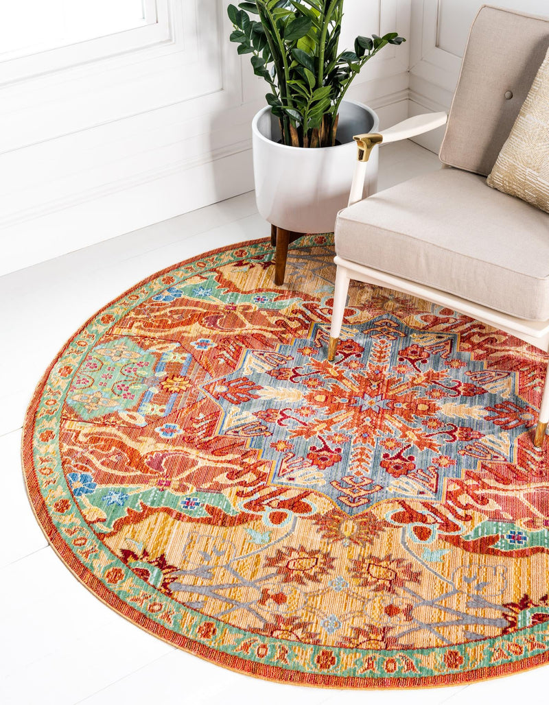 Lagoon Luxe Collection Area Rug -  Atoll Round Peach  lifestyle 21