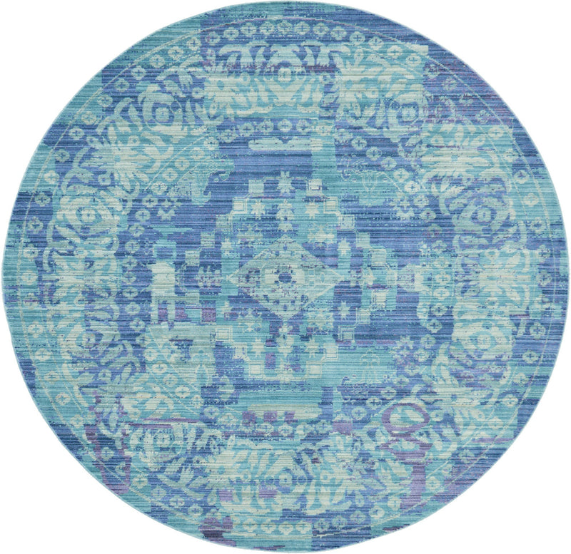 Lagoon Luxe Collection Area Rug -  Nautical Round Blue  lifestyle 9