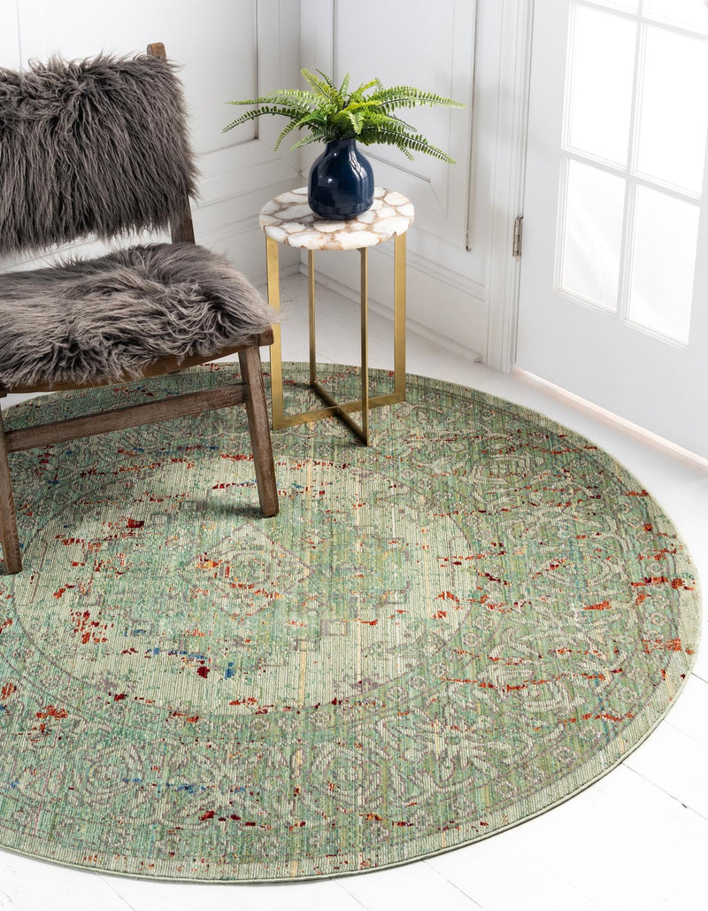 Lagoon Luxe Collection Area Rug -  Driftwood Round Green  lifestyle 11