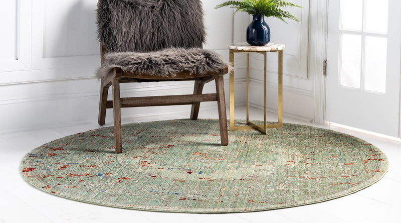 Lagoon Luxe Collection Area Rug -  Driftwood Round Green  lifestyle 12