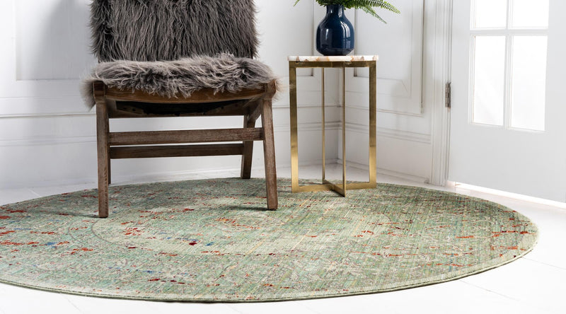 Lagoon Luxe Collection Area Rug -  Driftwood Round Green  lifestyle 13