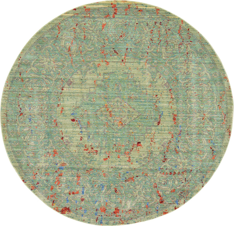 Lagoon Luxe Collection Area Rug -  Driftwood Round Green  lifestyle 10