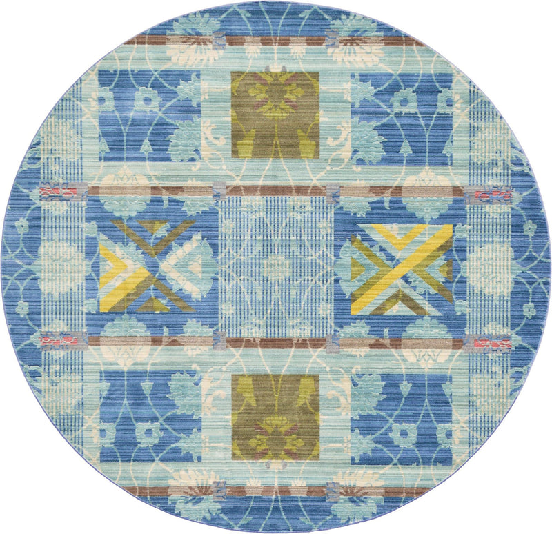 Lagoon Luxe Collection Area Rug -  Seashell Round Blue  lifestyle 9