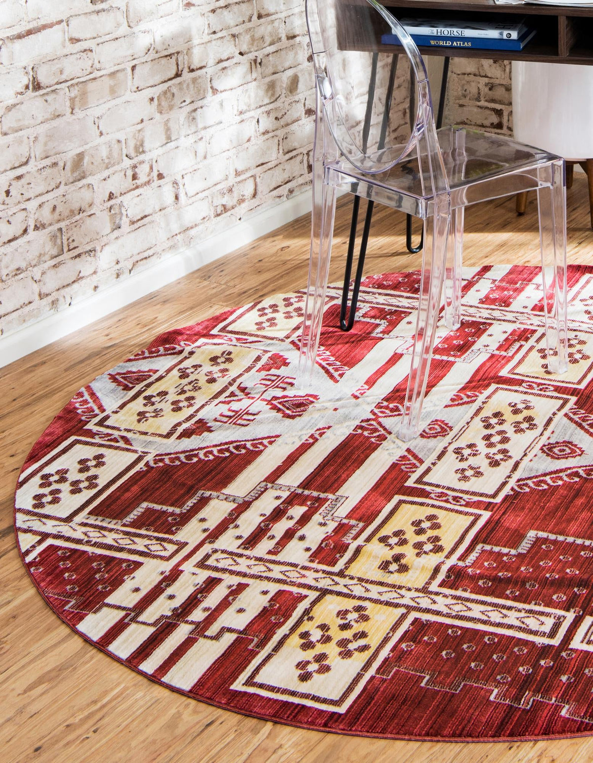 Lagoon Luxe Collection Area Rug -  Current Round Red  lifestyle 5