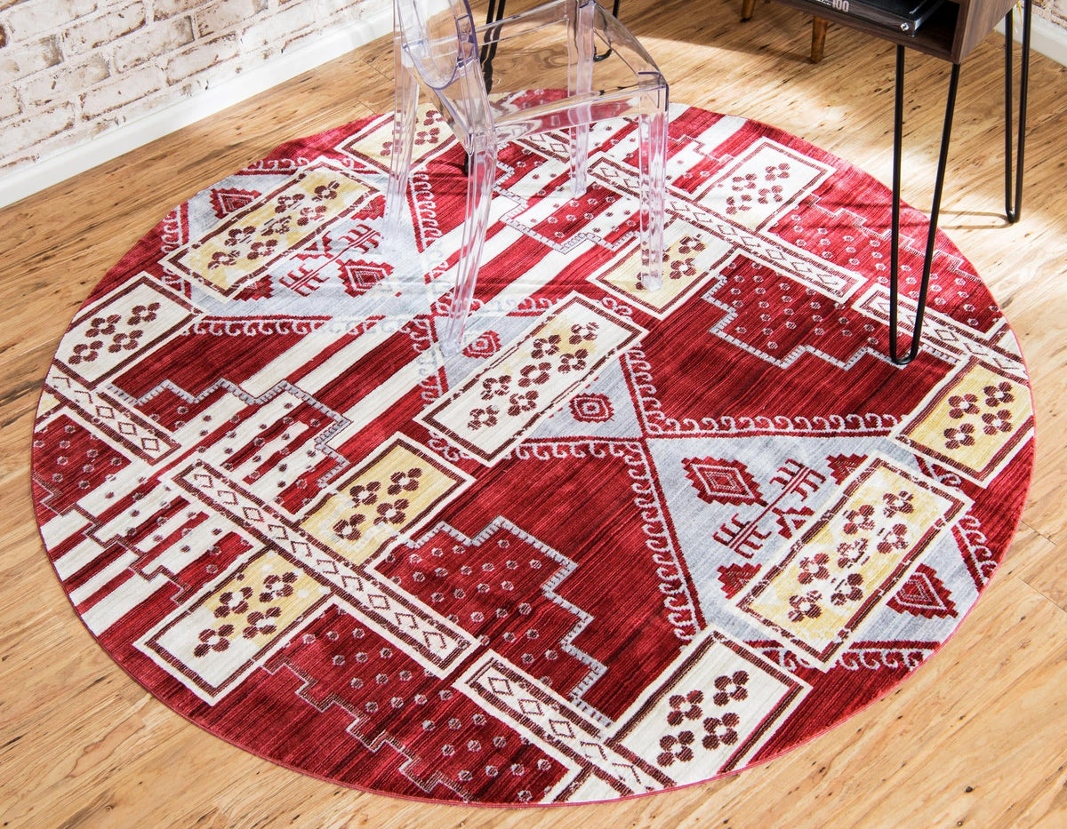 Lagoon Luxe Collection Area Rug -  Current Round Red  lifestyle 10
