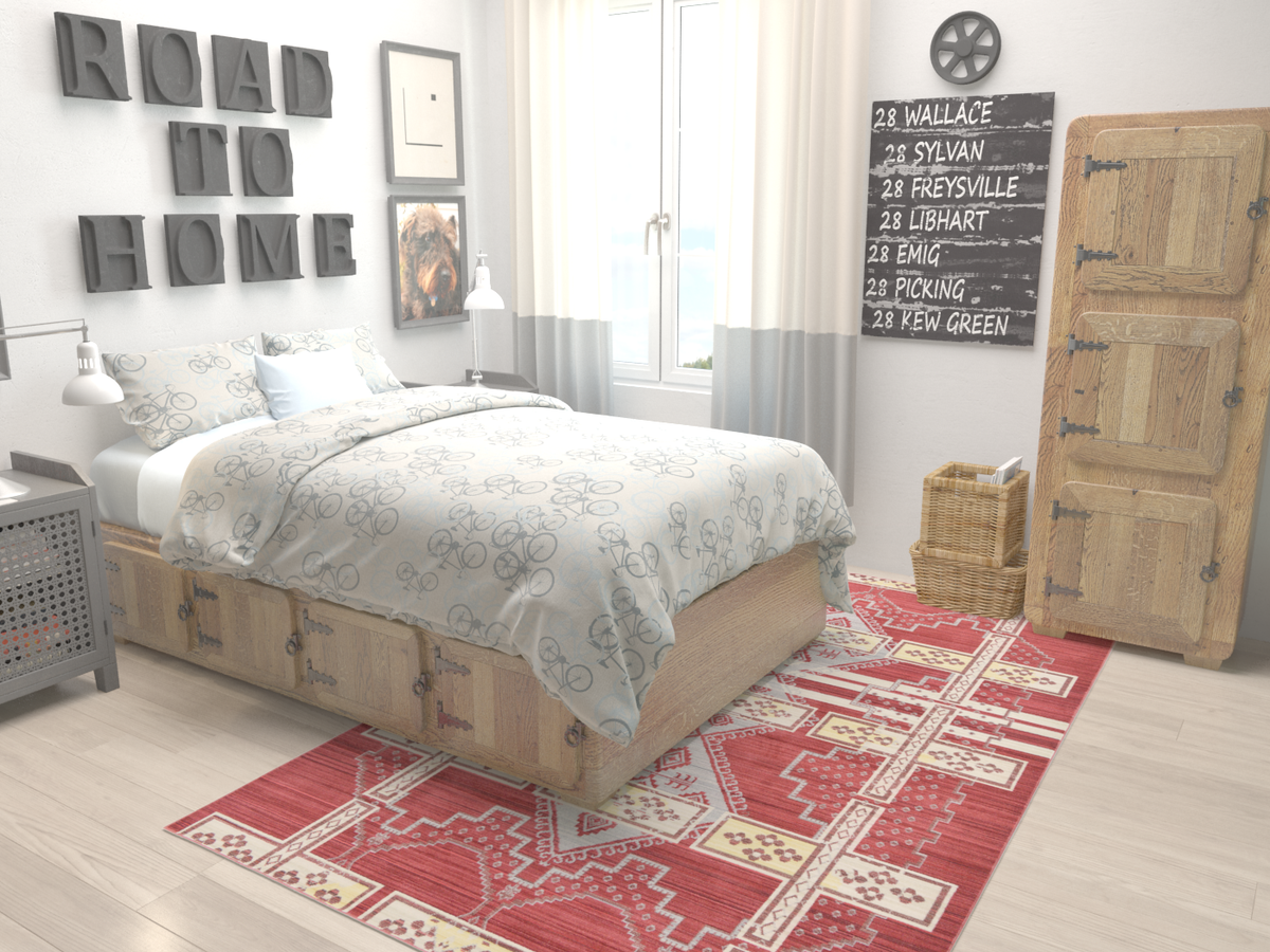Lagoon Luxe Collection Area Rug -  Current Rectangle Red  lifestyle 2