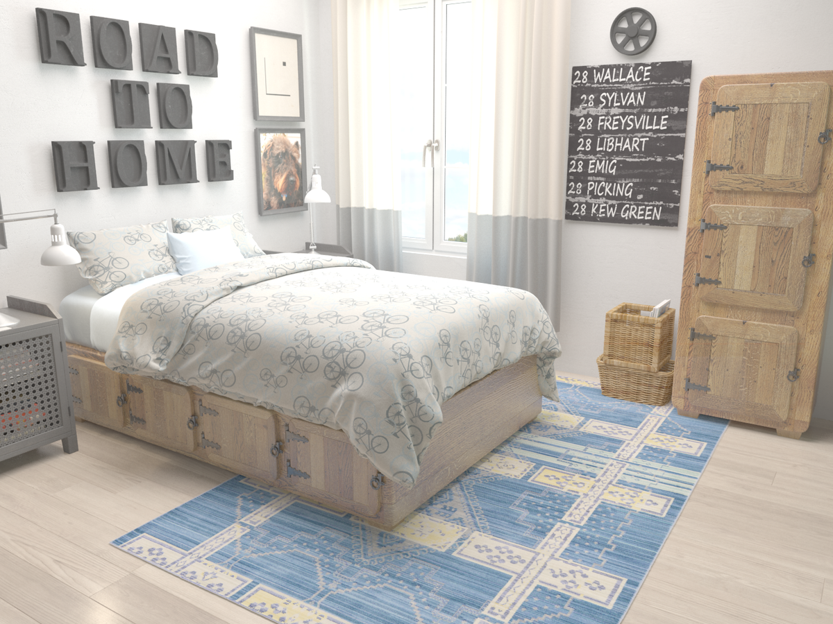 Lagoon Luxe Collection Area Rug -  Current Rectangle Blue  lifestyle 3