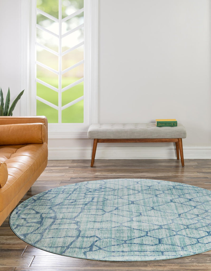 Lagoon Luxe Collection Area Rug -  Marina Round Light Blue  lifestyle 5