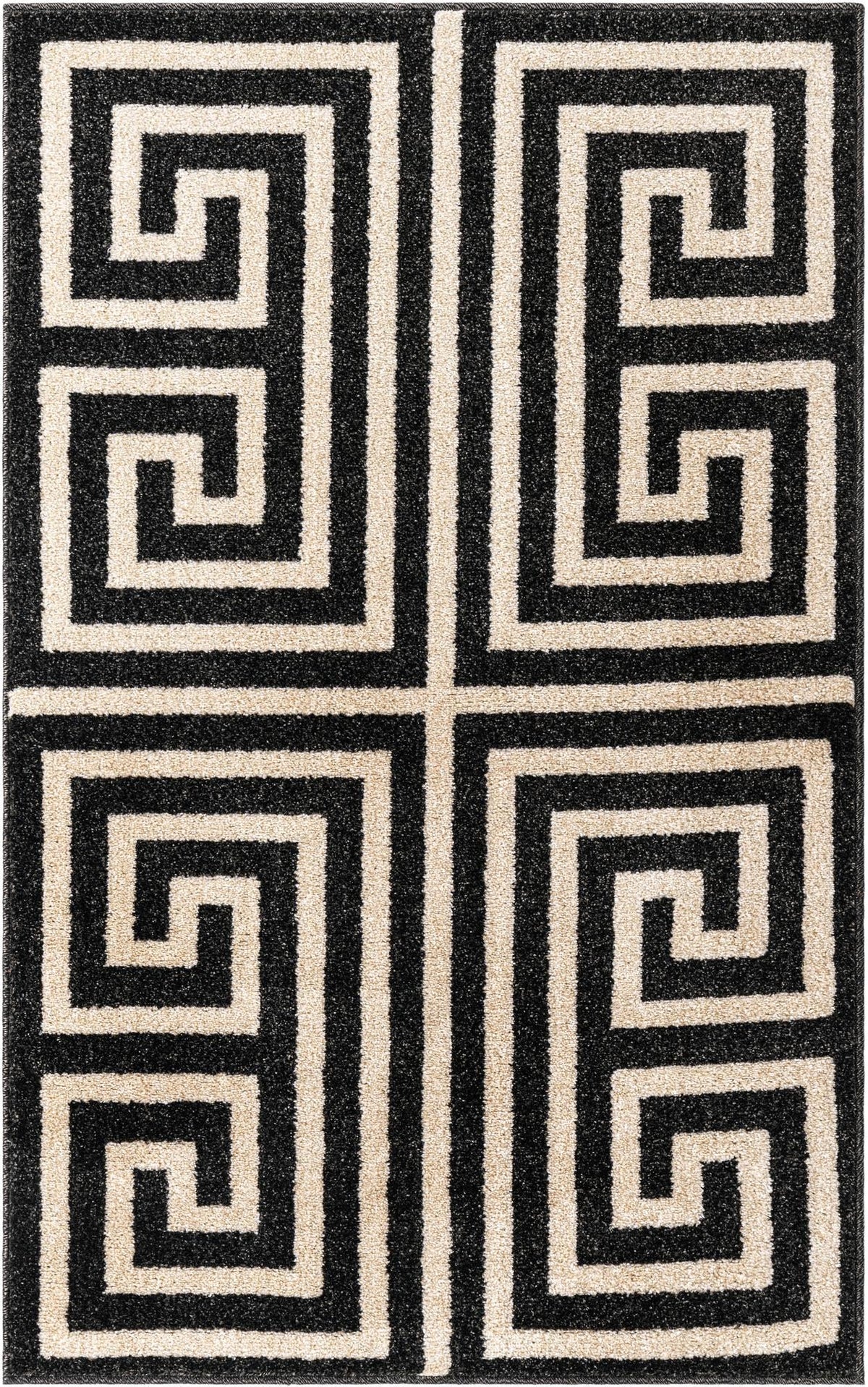 Aegean Labyrinth Collection Area Rug -  Mykonos Rectangle Black  lifestyle 6