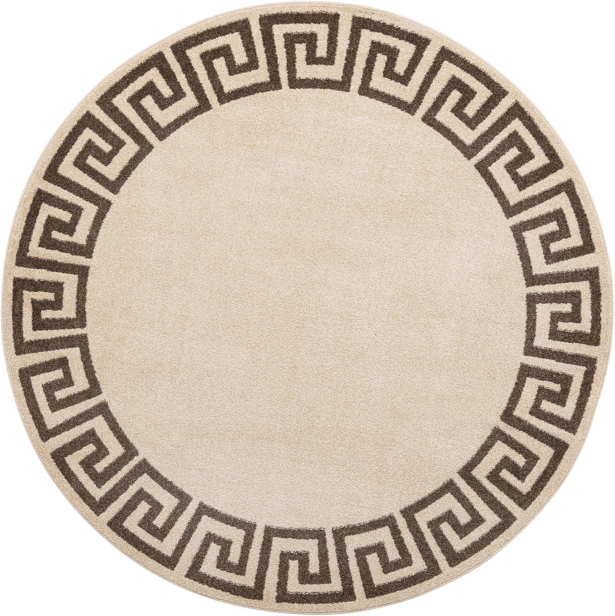 Aegean Labyrinth Collection Area Rug -  Santorini Round Beige and Brown  lifestyle 96