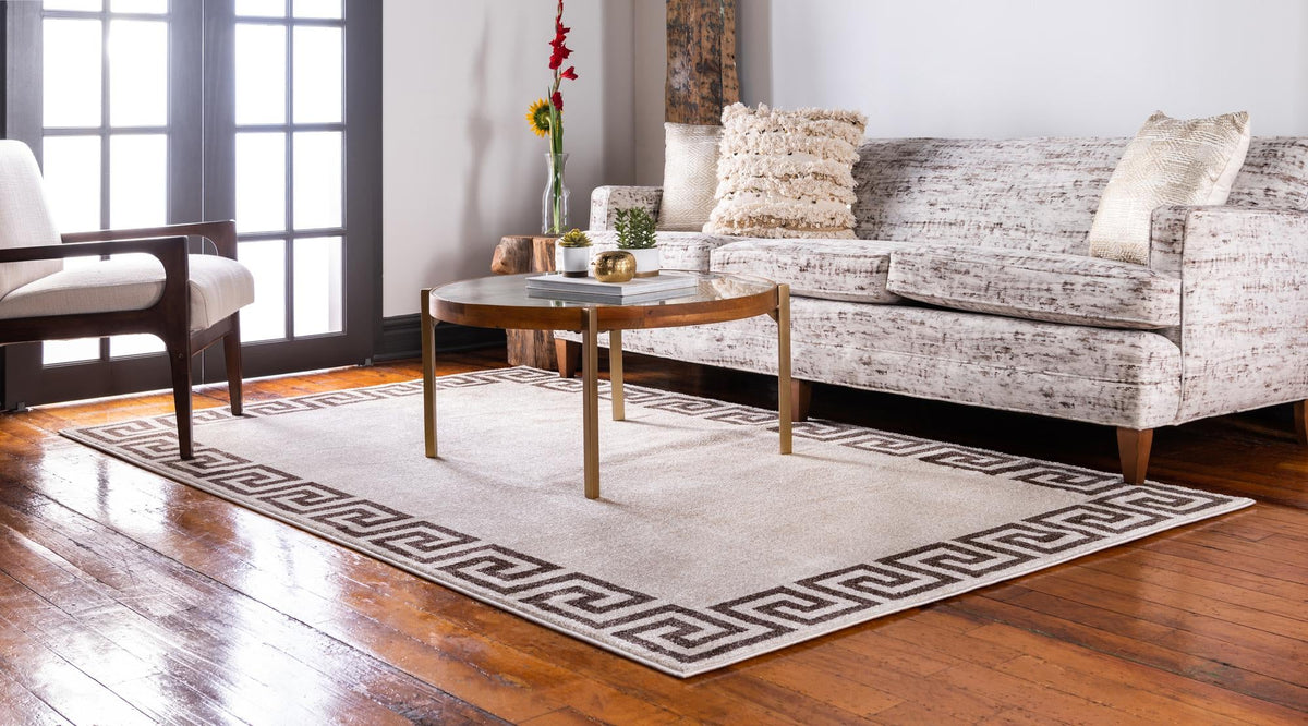 Aegean Labyrinth Collection Area Rug -  Santorini Rectangle Beige and Brown  lifestyle 22
