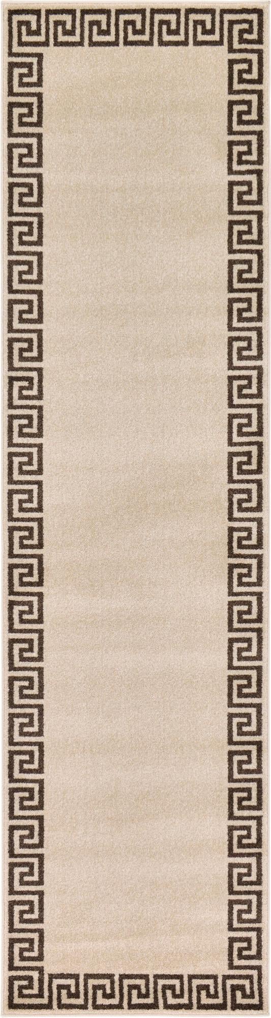 Aegean Labyrinth Collection Area Rug -  Santorini Runner Beige and Brown  lifestyle 97