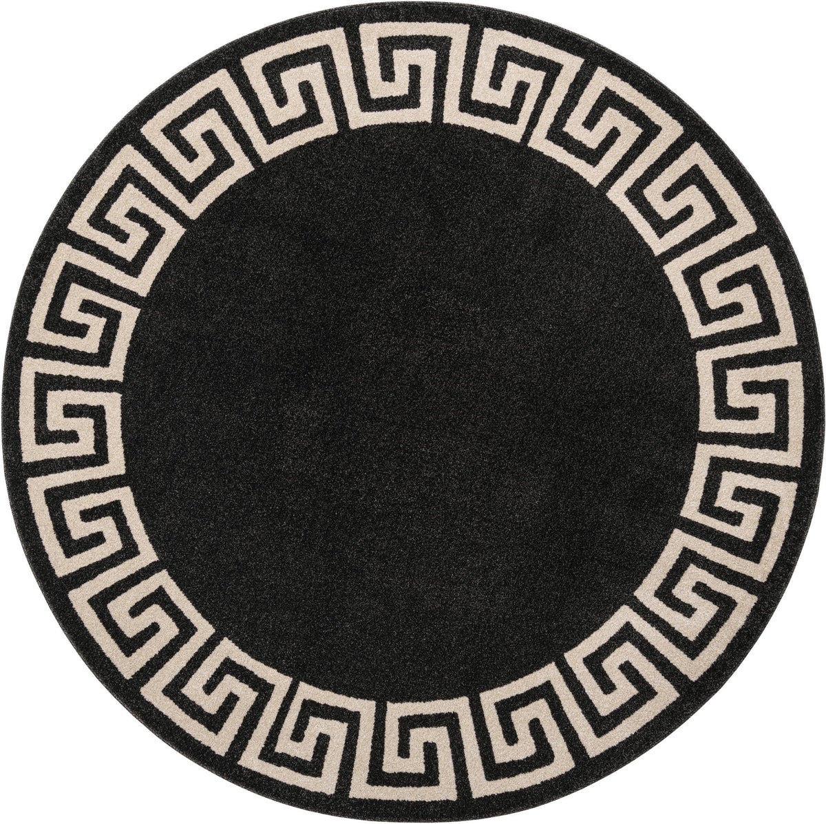Aegean Labyrinth Collection Area Rug -  Santorini Round Charcoal Gray  lifestyle 101