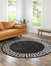 Aegean Labyrinth Collection Area Rug -  Santorini Round Charcoal  lifestyle 116