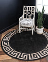 Aegean Labyrinth Collection Area Rug -  Santorini Round Charcoal  lifestyle 136