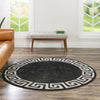 Aegean Labyrinth Collection Area Rug -  Santorini Round Charcoal  lifestyle 181