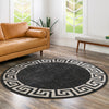 Aegean Labyrinth Collection Area Rug -  Santorini Round Charcoal  lifestyle 188