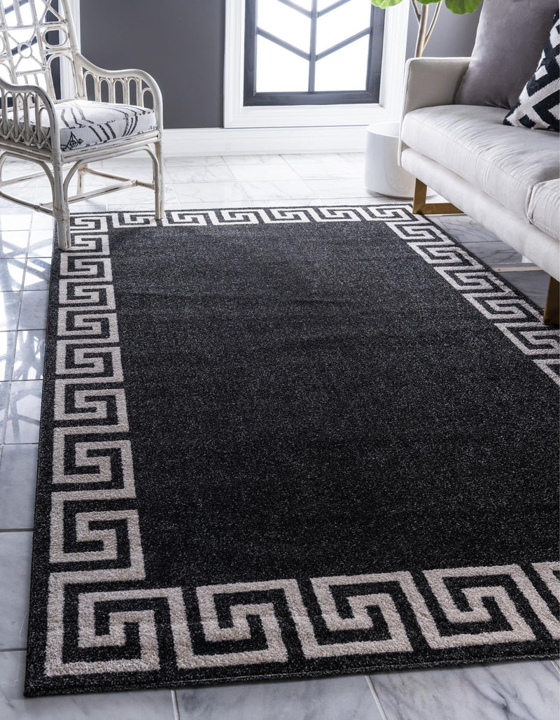 Aegean Labyrinth Collection Area Rug -  Santorini Rectangle Charcoal  lifestyle 9