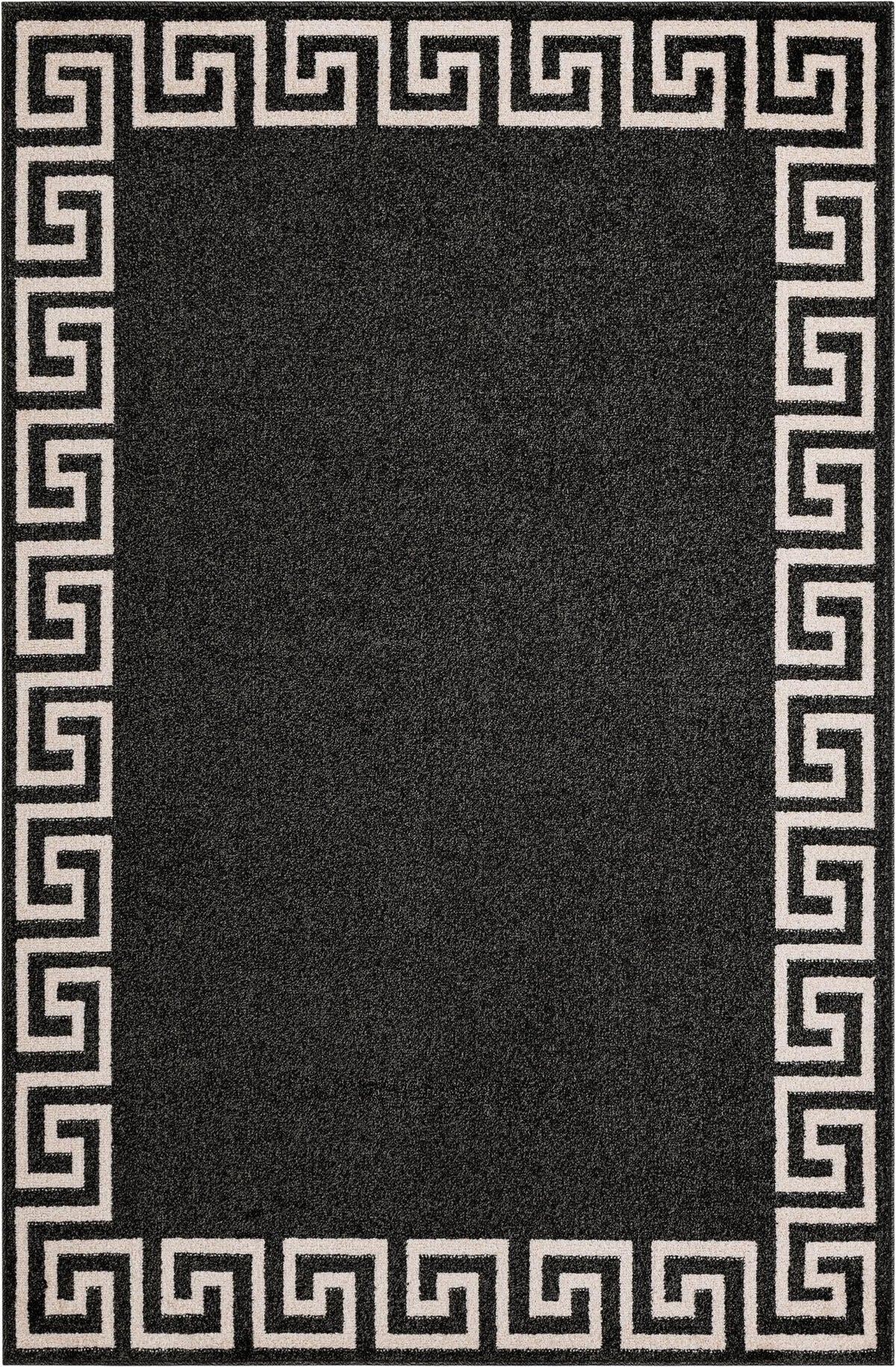 Aegean Labyrinth Collection Area Rug -  Santorini Rectangle Charcoal Gray  lifestyle 6