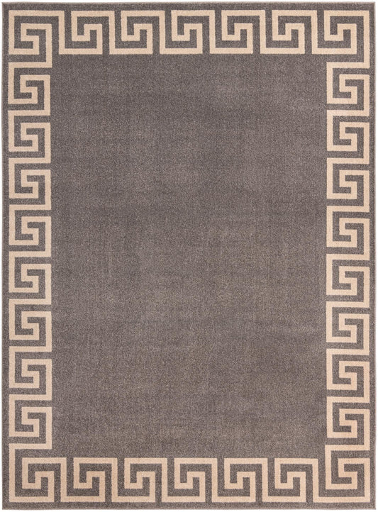 Aegean Labyrinth Collection Area Rug -  Santorini Rectangle Gray Main