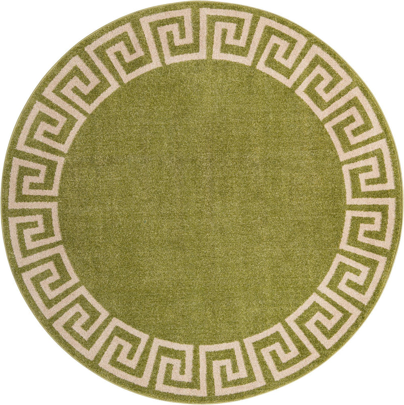 Aegean Labyrinth Collection Area Rug -  Santorini Round Light Green  lifestyle 39
