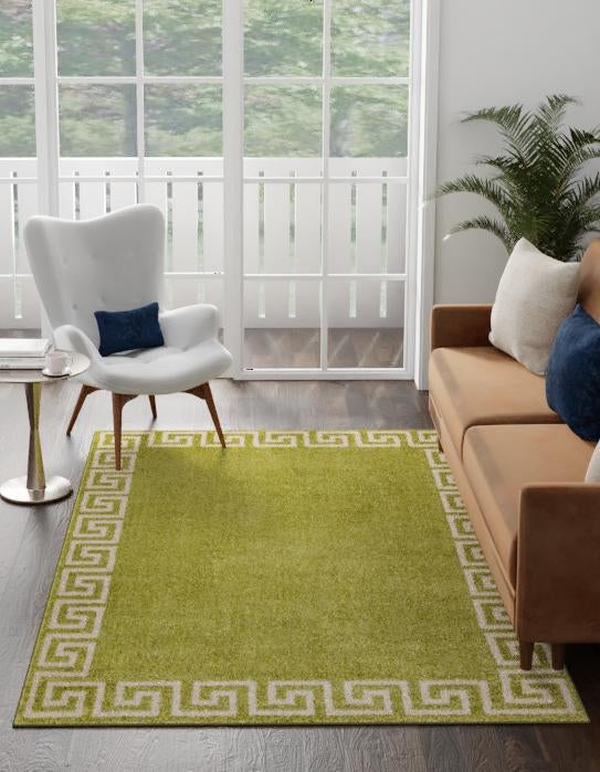 Aegean Labyrinth Collection Area Rug -  Santorini Rectangle Light Green  lifestyle 6