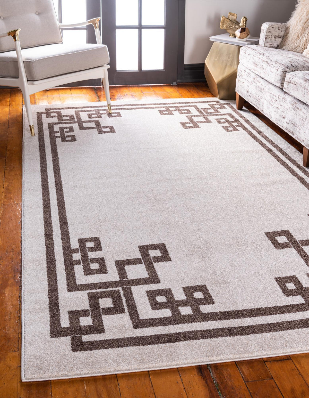 Aegean Labyrinth Collection Area Rug -  Rhodes Rectangle Beige and Brown  lifestyle 9