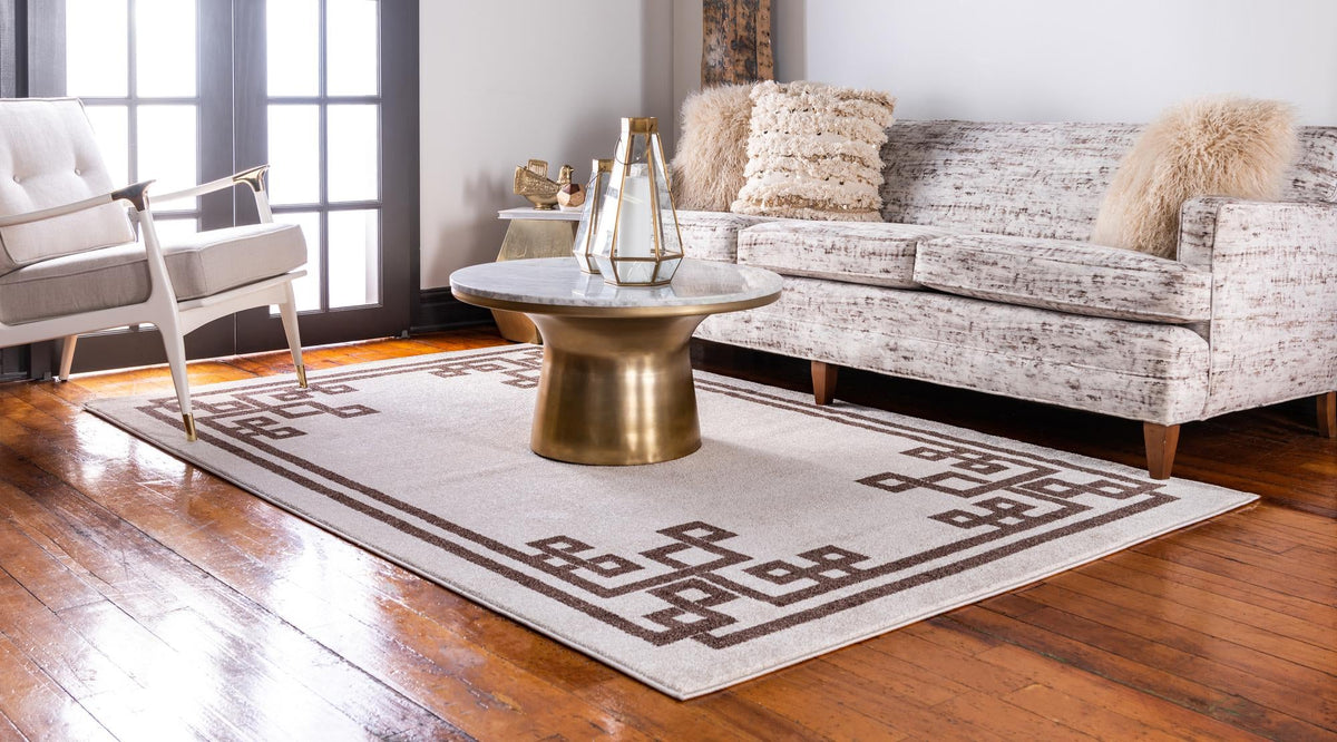 Aegean Labyrinth Collection Area Rug -  Rhodes Rectangle Beige and Brown  lifestyle 14