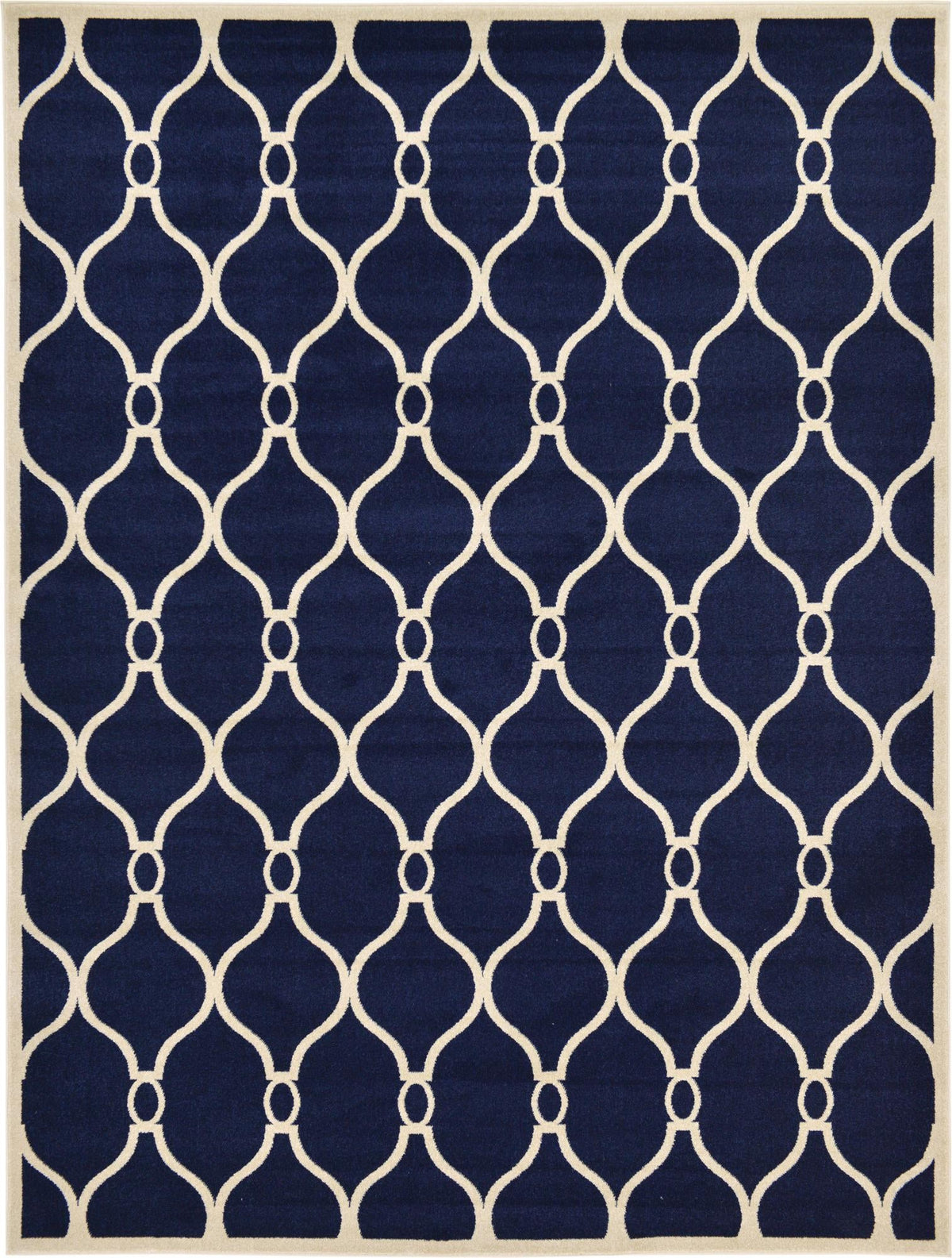 Lattice Gardens Collection Area Rug -  Foliagefield Rectangle Navy Blue Main
