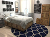 Lattice Gardens Collection Area Rug -  Foliagefield Round Navy Blue  lifestyle 13