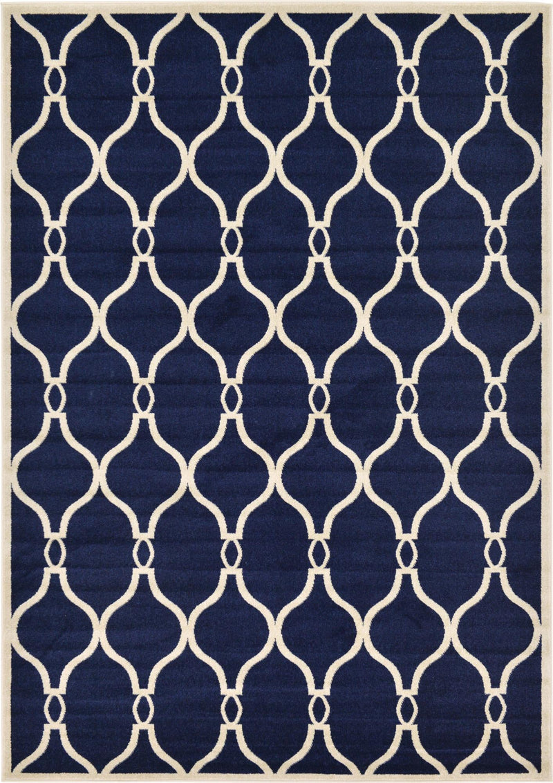 Lattice Gardens Collection Area Rug -  Foliagefield Rectangle Navy Blue  lifestyle 2