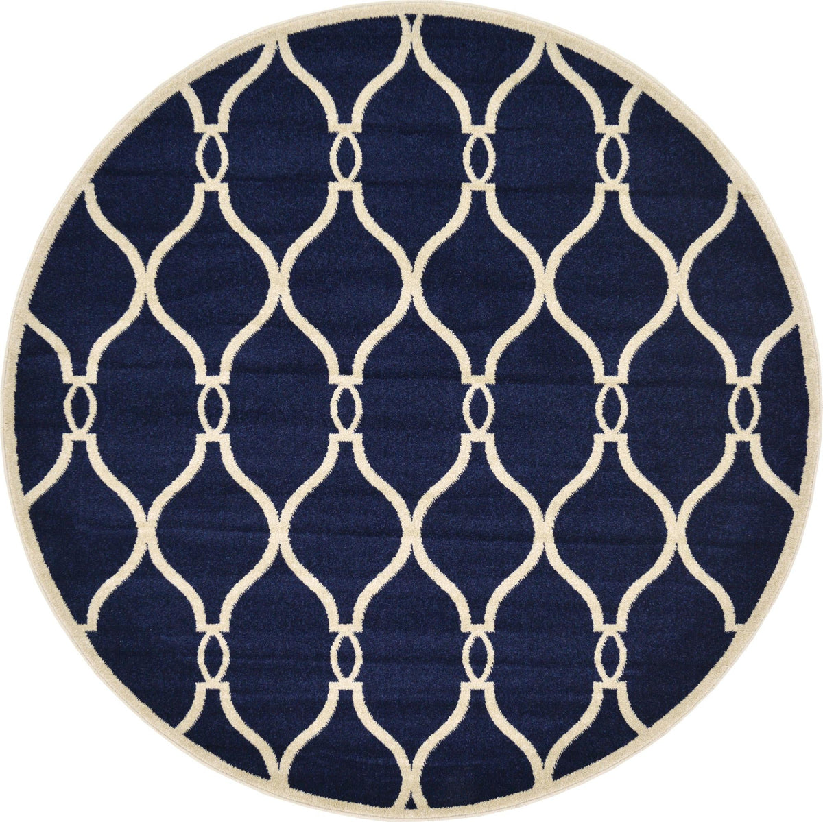 Lattice Gardens Collection Area Rug -  Vinehaven Round Navy Blue  lifestyle 67