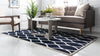 Lattice Gardens Collection Area Rug -  Foliagefield Rectangle Navy Blue  lifestyle 3