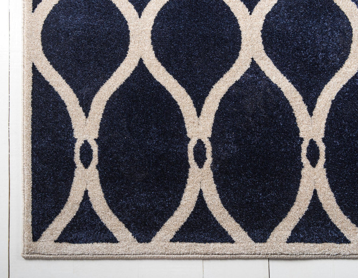 Lattice Gardens Collection Area Rug -  Foliagefield Rectangle Navy Blue  lifestyle 9