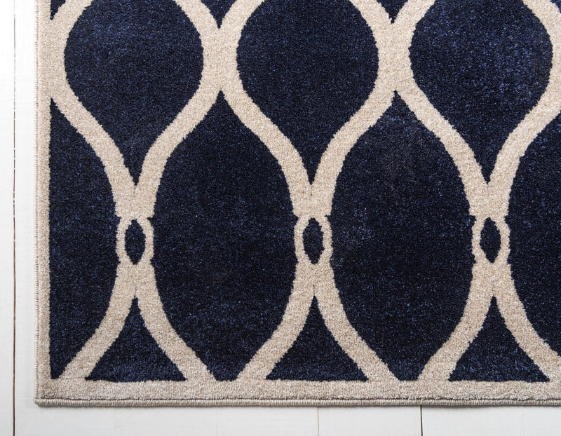 Lattice Gardens Collection Area Rug -  Foliagefield Rectangle Navy Blue  lifestyle 9