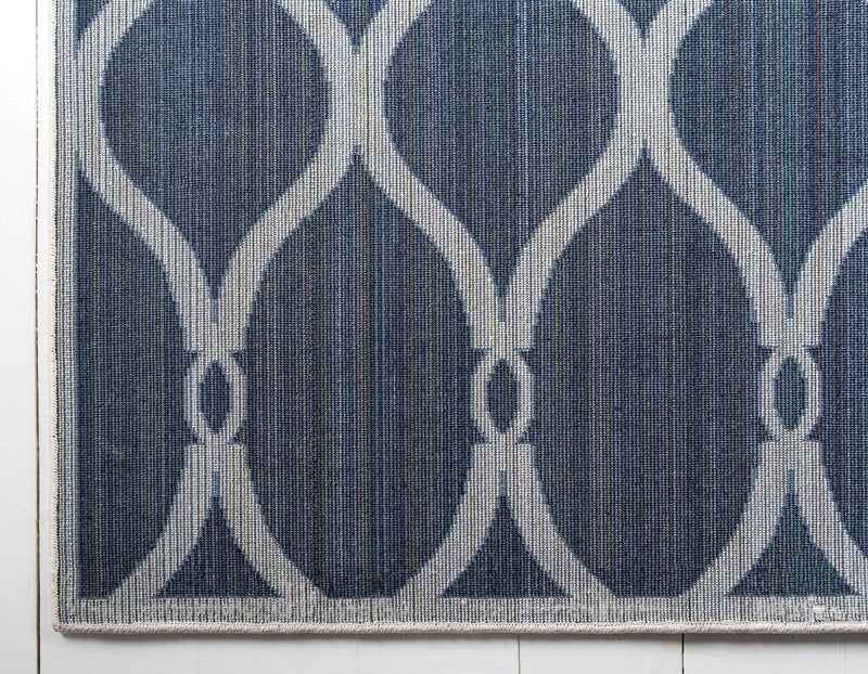 Lattice Gardens Collection Area Rug -  Foliagefield Rectangle Navy Blue  lifestyle 10