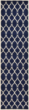 Lattice Gardens Collection Area Rug -  Foliagefield Runner Navy Blue  lifestyle 12