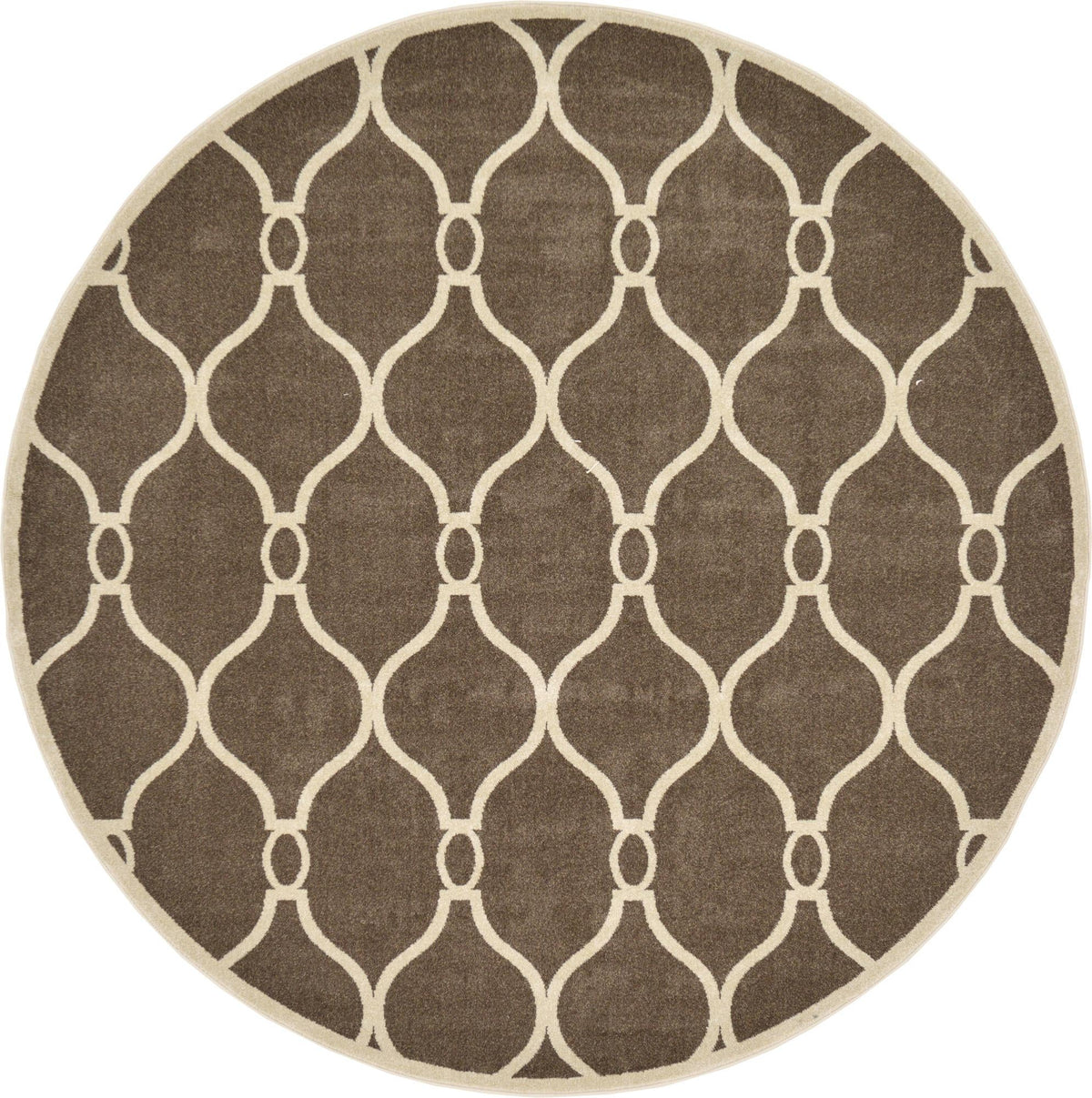 Lattice Gardens Collection Area Rug -  Vinehaven Round Brown  lifestyle 29