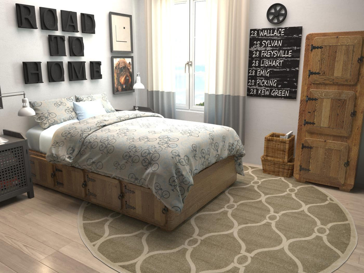 Lattice Gardens Collection Area Rug -  Vinehaven Round Beige  lifestyle 78