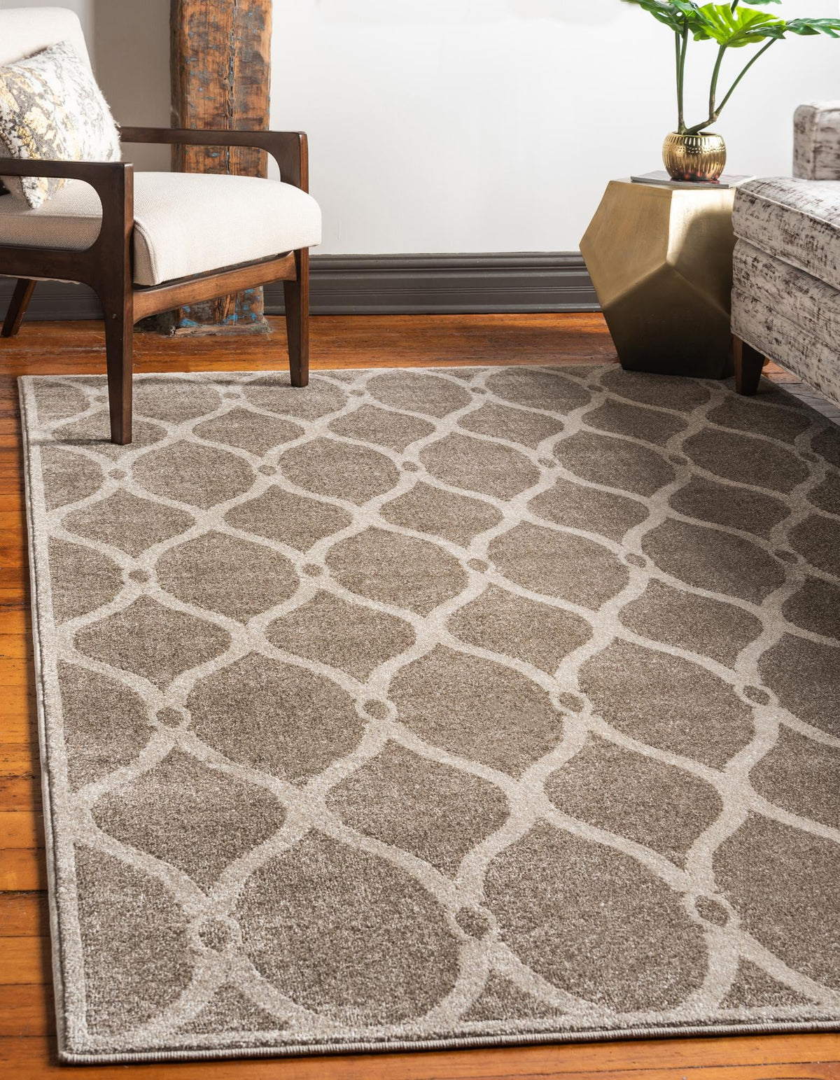 Lattice Gardens Collection Area Rug -  Vinehaven Rectangle Beige  lifestyle 4