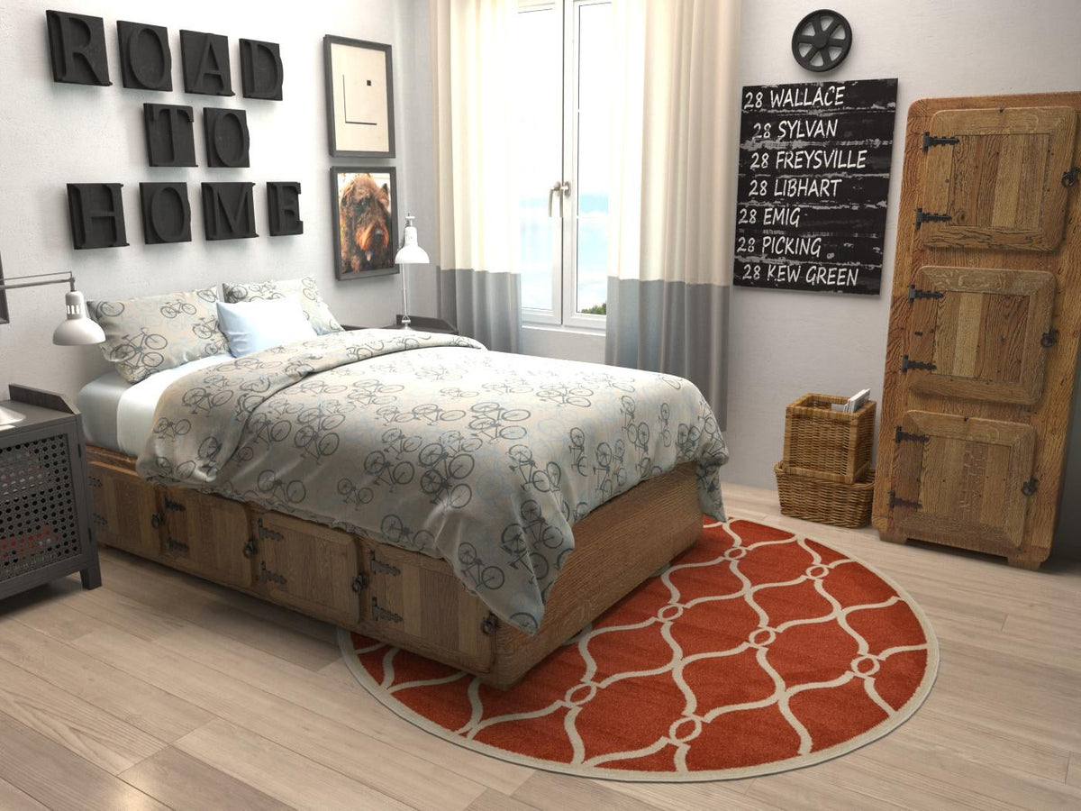 Lattice Gardens Collection Area Rug -  Vinehaven Round Terracotta  lifestyle 35