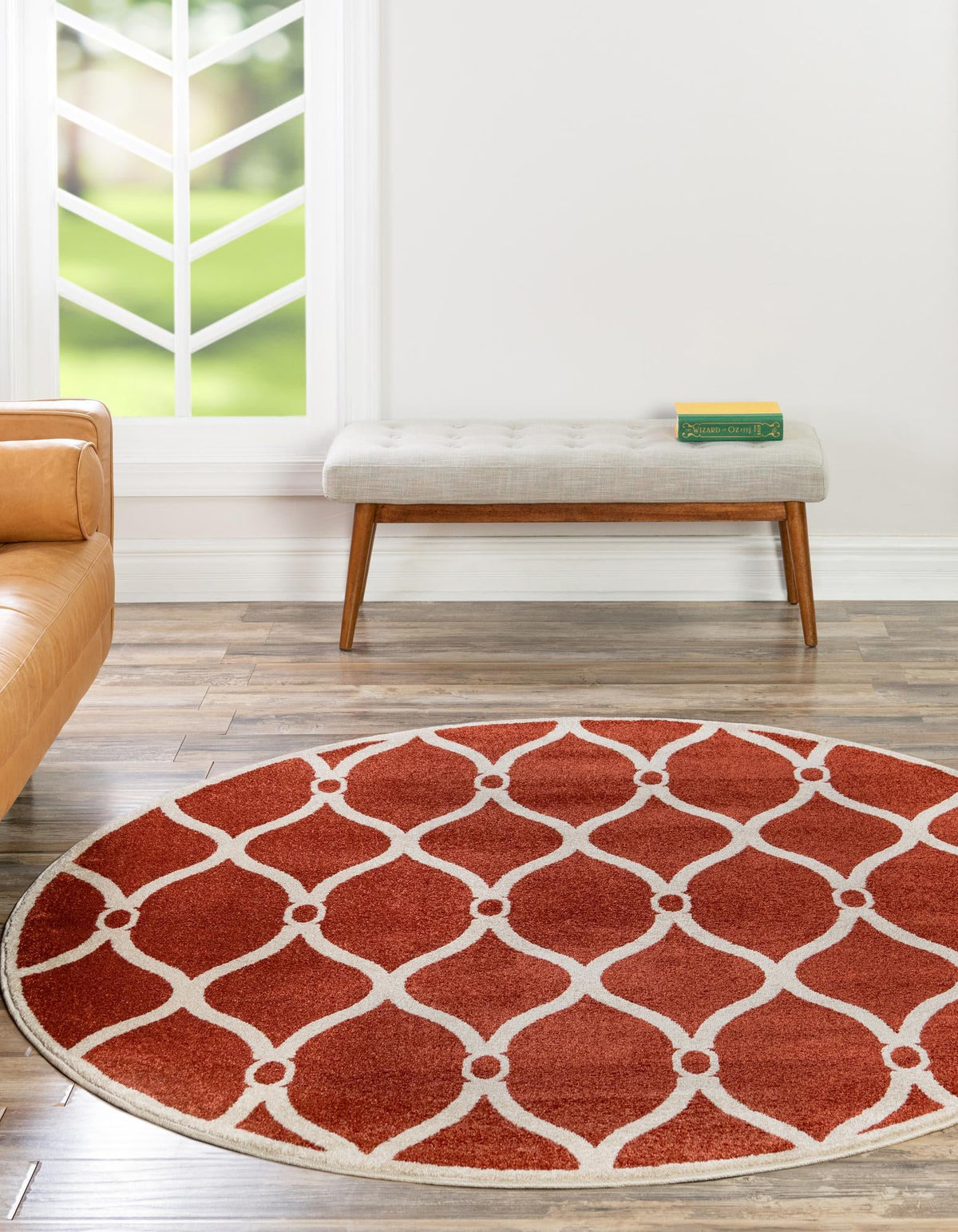 Lattice Gardens Collection Area Rug -  Vinehaven Round Terracotta  lifestyle 32