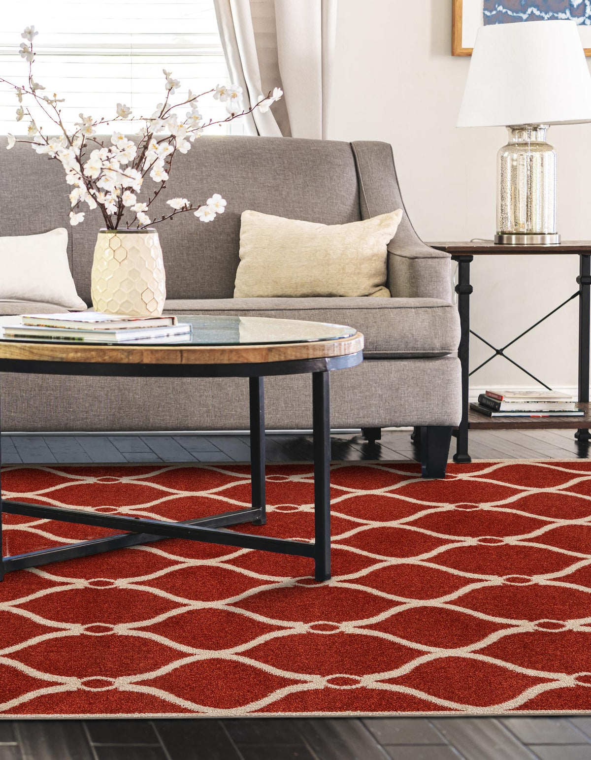 Lattice Gardens Collection Area Rug -  Vinehaven Rectangle Terracotta  lifestyle 30