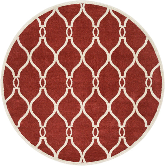 Lattice Gardens Collection Area Rug -  Shrubshire Round Red Main